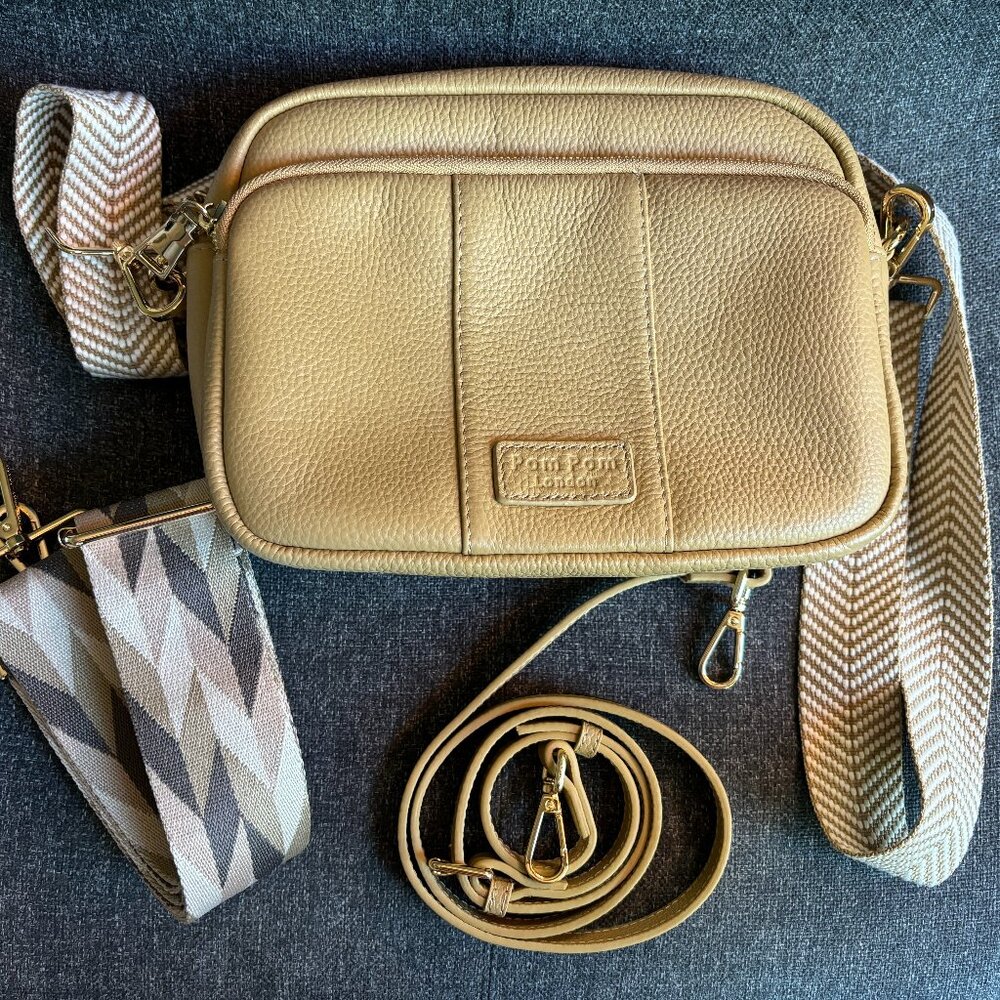 Pom Pom London Mayfair Plus Bag in Sand